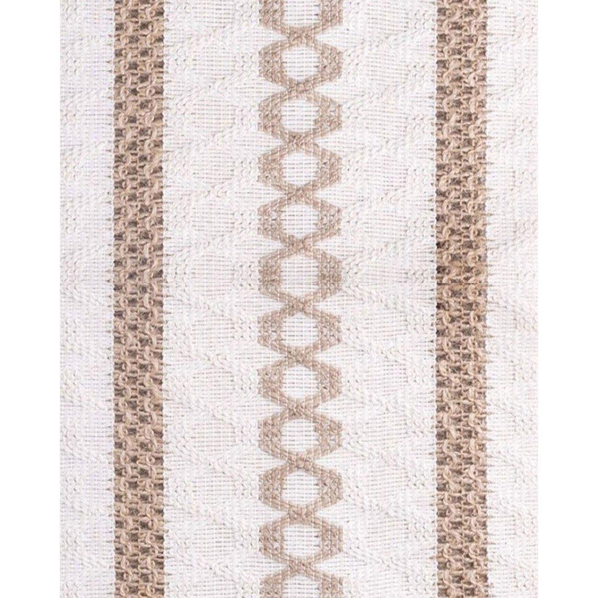 Cotton Linen Table Runner with Knot Tassel Bed End Towel Long Tablecloth Mat - Light brown V528-BED-TOWEL-ZJM-631854
