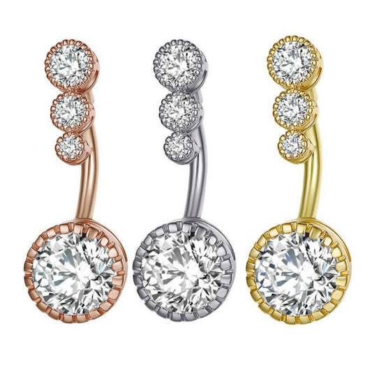 Belly Button Rings Bar Navel Steel Copper Zirconia Piercing Body Piercing - Rose Gold V528-BELLYRINGS-ROSEGOLD-639256