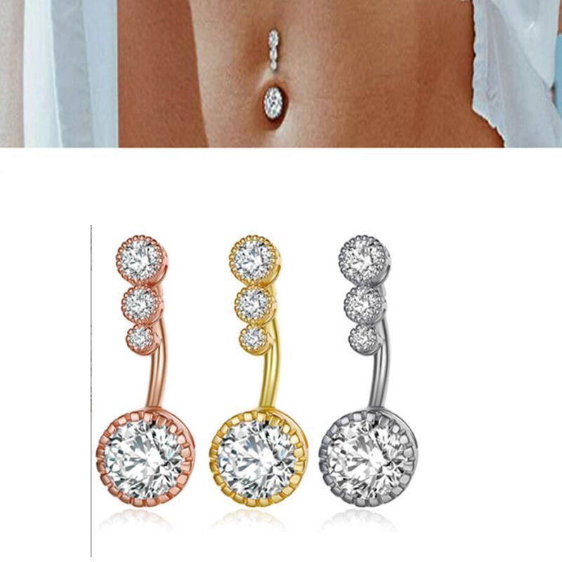 Belly Button Rings Bar Navel Steel Copper Zirconia Piercing Body Piercing - Rose Gold V528-BELLYRINGS-ROSEGOLD-639256