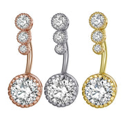 Belly Button Rings Bar Navel Steel Copper Zirconia Piercing Body Piercing - Silver V528-BELLYRINGS-SLIVER-540344