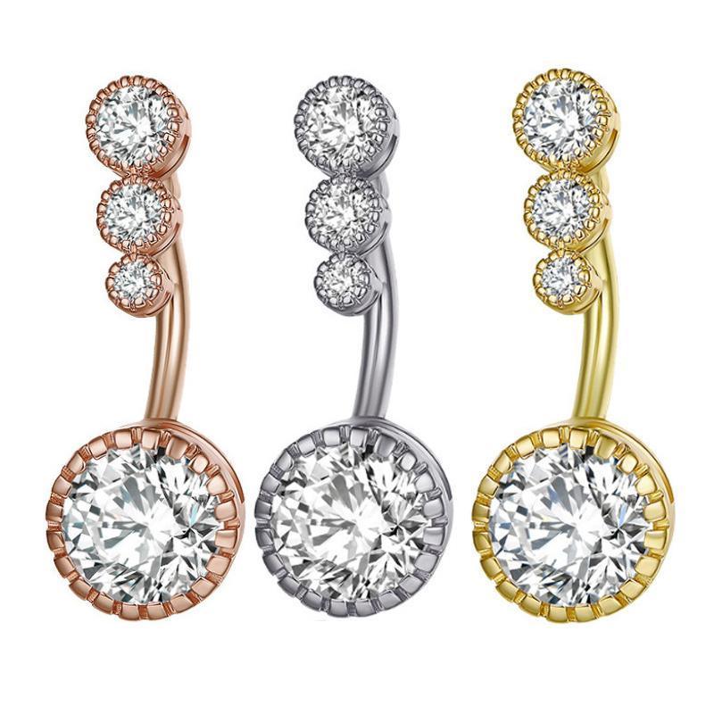 Belly Button Rings Bar Navel Steel Copper Zirconia Piercing Body Piercing - Silver V528-BELLYRINGS-SLIVER-540344