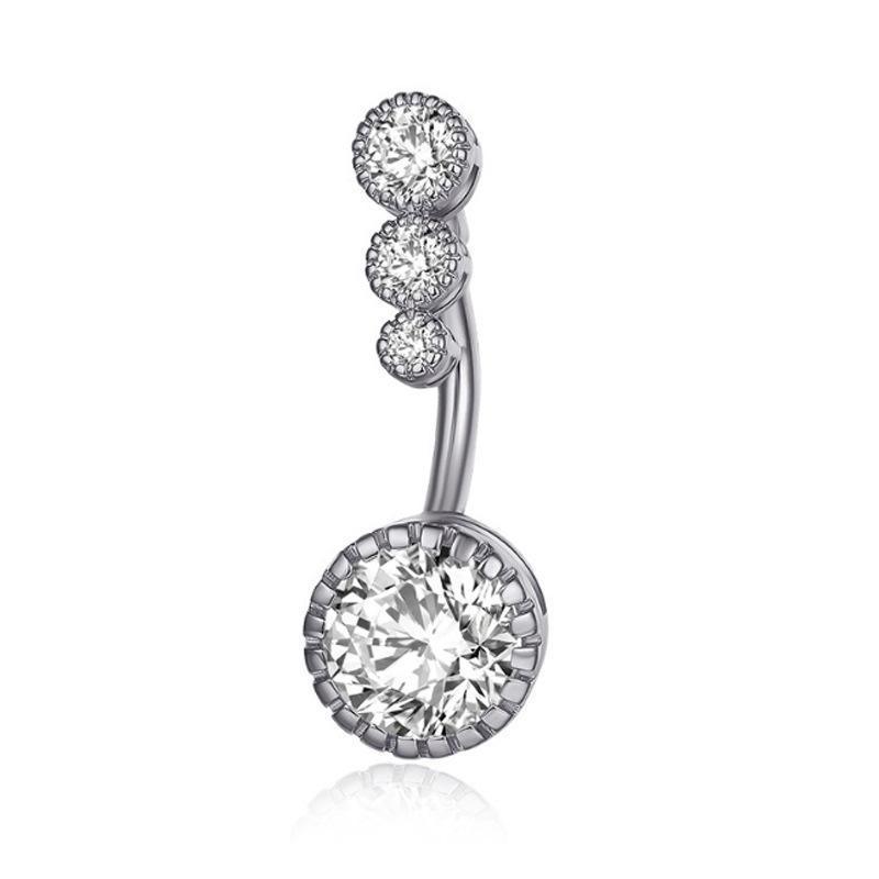 Belly Button Rings Bar Navel Steel Copper Zirconia Piercing Body Piercing - Silver V528-BELLYRINGS-SLIVER-540344