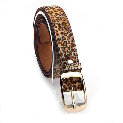 Ladies Leather Belt Classic Buckle Fashion Waist Strap for Jeans Dresses Casual - Brown V528-BELT-BROWN-154892