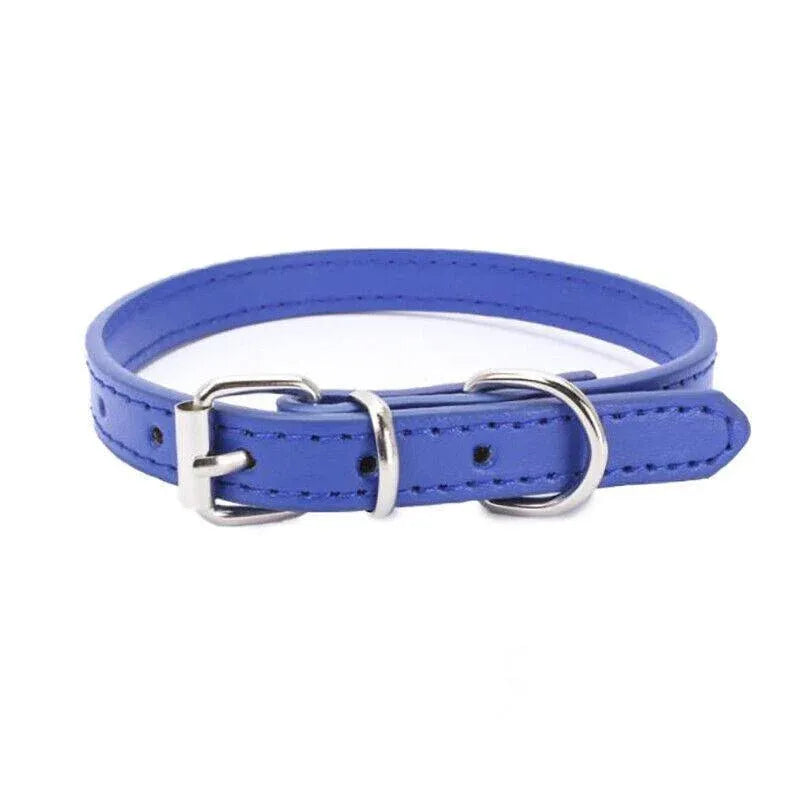 Dog Collar Pet Puppy Adjustable Neck Strap Pu Leather S - Blue V528-BELT-S-DARKBLUE-10875