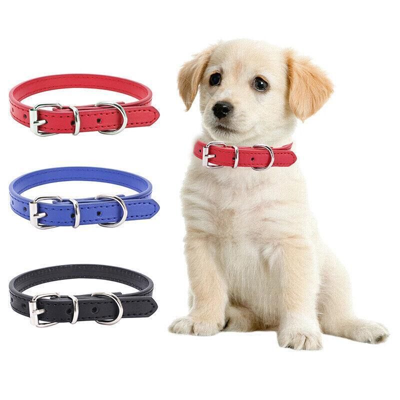 Dog Collar Pet Puppy Adjustable Neck Strap Pu Leather S - Blue V528-BELT-S-DARKBLUE-10875