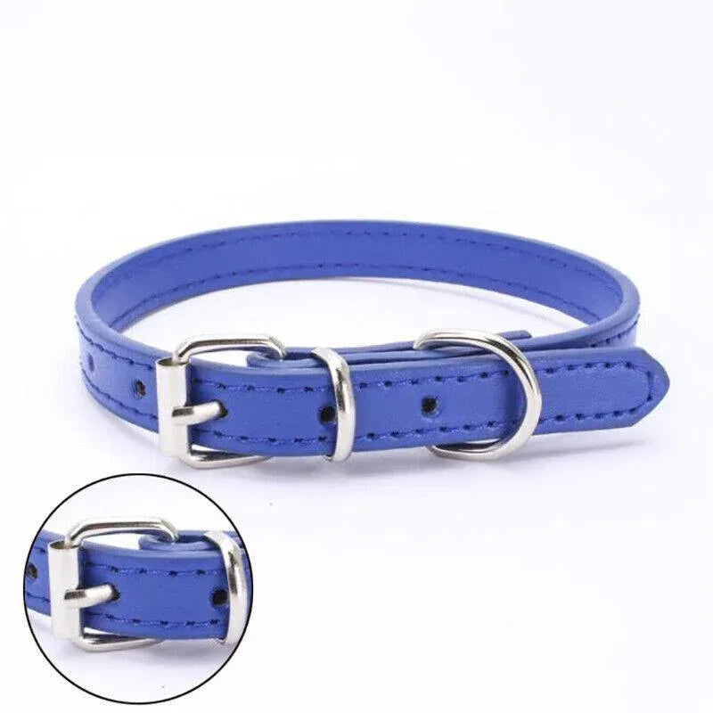 Dog Collar Pet Puppy Adjustable Neck Strap Pu Leather S - Blue V528-BELT-S-DARKBLUE-10875