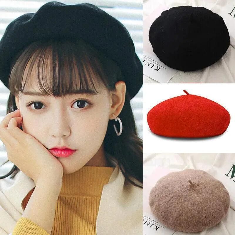 Women Ladies Beanie Wool French Beret Newsboy Hat Cap Winter Warm Hats Girls - Beige V528-BERET-BEIGE-187211