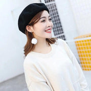 Women Ladies Beanie Wool French Beret Newsboy Hat Cap Winter Warm Hats Girls - Wine Red V528-BERET-BURGUNDY-301909