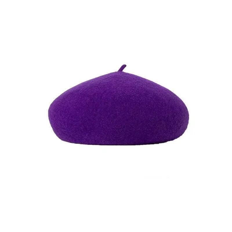 Women Ladies Beanie Wool French Beret Newsboy Hat Cap Winter Warm Hats Girls - Purple V528-BERET-DEEPPURPLE-653410
