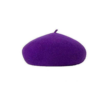 Women Ladies Beanie Wool French Beret Newsboy Hat Cap Winter Warm Hats Girls - Purple V528-BERET-DEEPPURPLE-653410