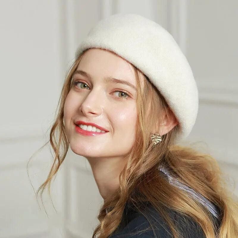Women Ladies Beanie Wool French Beret Newsboy Hat Cap Winter Warm Hats Girls - Purple V528-BERET-DEEPPURPLE-653410