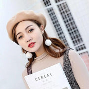 Women Ladies Beanie Wool French Beret Newsboy Hat Cap Winter Warm Hats Girls - Light Grey V528-BERET-LIGHTGREY-952088