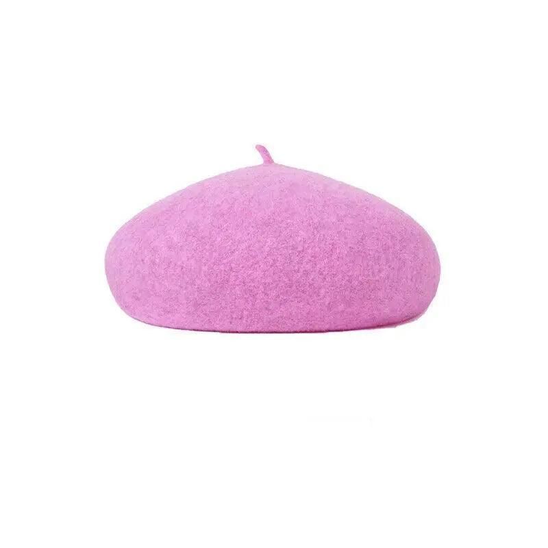 Women Ladies Beanie Wool French Beret Newsboy Hat Cap Winter Warm Hats Girls - Pink V528-BERET-PINK-138708