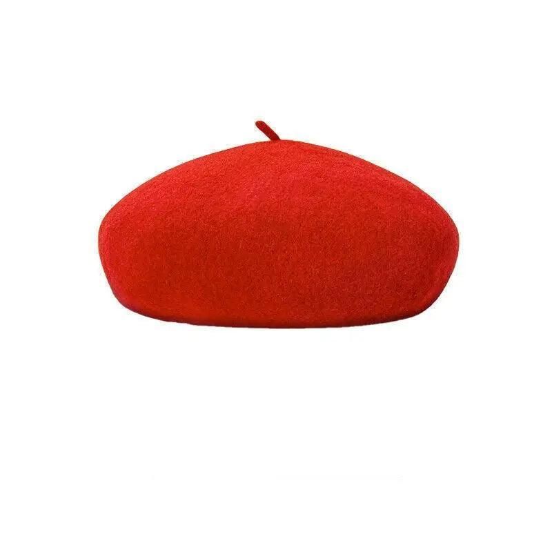 Women Ladies Beanie Wool French Beret Newsboy Hat Cap Winter Warm Hats Girls - Red V528-BERET-RED-139651