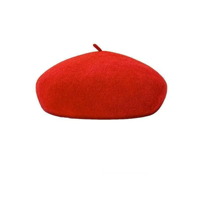 Women Ladies Beanie Wool French Beret Newsboy Hat Cap Winter Warm Hats Girls - Red V528-BERET-RED-139651