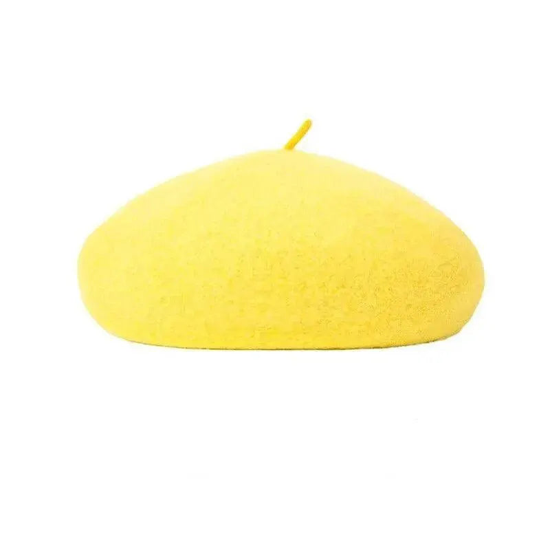 Women Ladies Beanie Wool French Beret Newsboy Hat Cap Winter Warm Hats Girls - Yellow V528-BERET-YELLOW-522267