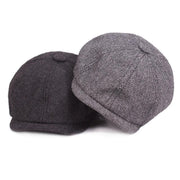 8 Panels Newsboy Flat Cap Peaky Blinders Baker Golf Driving Boy Mens Beret Hat - Dark Grey V528-BERETHAT-BLACKDARKGREY-224576