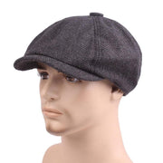 8 Panels Newsboy Flat Cap Peaky Blinders Baker Golf Driving Boy Mens Beret Hat - Dark Grey V528-BERETHAT-BLACKDARKGREY-224576