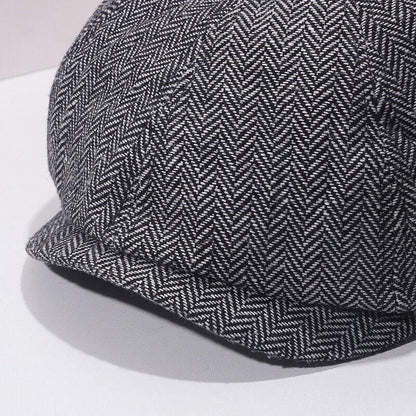 8 Panels Newsboy Flat Cap Peaky Blinders Baker Golf Driving Boy Mens Beret Hat - Dark Grey V528-BERETHAT-BLACKDARKGREY-224576