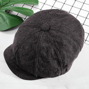 8 Panels Newsboy Flat Cap Peaky Blinders Baker Golf Driving Boy Mens Beret Hat - Dark Grey V528-BERETHAT-BLACKDARKGREY-224576