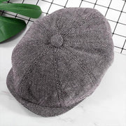 8 Panels Newsboy Flat Cap Peaky Blinders Baker Golf Driving Boy Mens Beret Hat - Dark Grey V528-BERETHAT-BLACKDARKGREY-224576