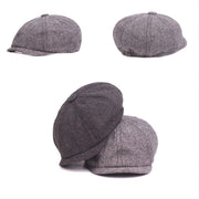 8 Panels Newsboy Flat Cap Peaky Blinders Baker Golf Driving Boy Mens Beret Hat - Dark Grey V528-BERETHAT-BLACKDARKGREY-224576