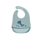 Silicone Waterproof Feeding Bib Apron with Pouch Easy to Clean Smock for Mealtime Use - Dinosaur V528-BIB-DINOSAUR-584767