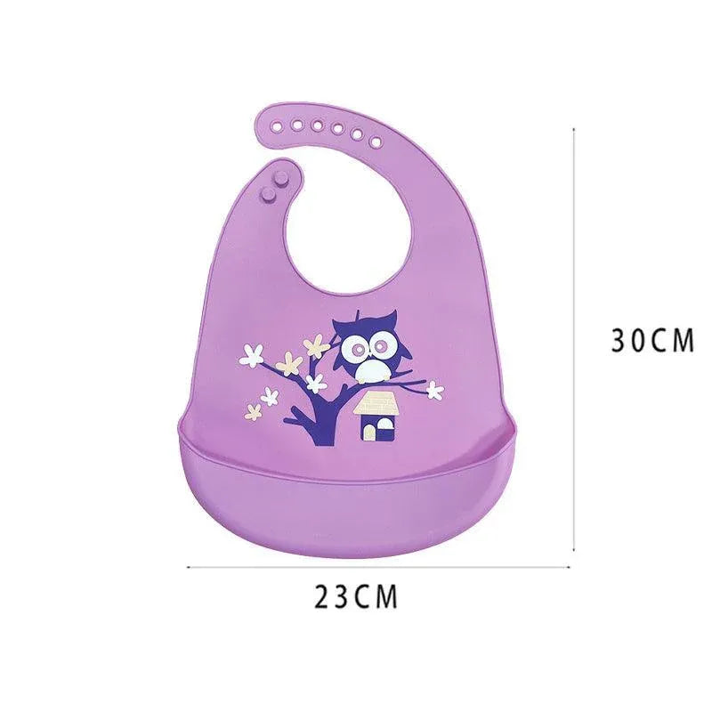 Silicone Waterproof Feeding Bib Apron with Pouch Easy to Clean Smock for Mealtime Use - Puppy V528-BIB-PUPPY-592181