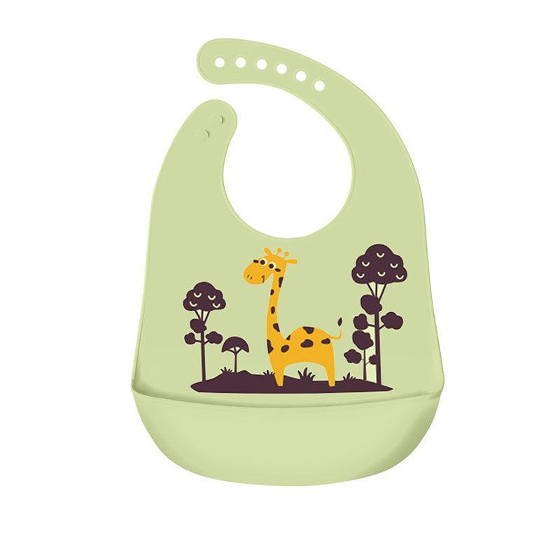 Silicone Waterproof Feeding Bib Apron with Pouch Easy to Clean Smock for Mealtime Use - Purple Swan V528-BIB-PURPLESWAN-555408