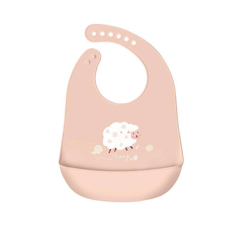 Silicone Waterproof Feeding Bib Apron with Pouch Easy to Clean Smock for Mealtime Use - Purple Swan V528-BIB-PURPLESWAN-555408