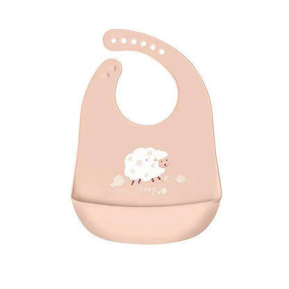 Silicone Waterproof Feeding Bib Apron with Pouch Easy to Clean Smock for Mealtime Use - Sheep V528-BIB-THEEP-919628