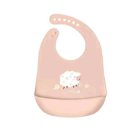 Silicone Waterproof Feeding Bib Apron with Pouch Easy to Clean Smock for Mealtime Use - Sheep V528-BIB-THEEP-919628