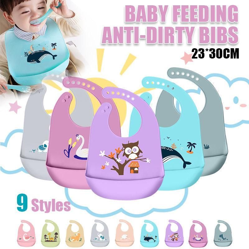 Silicone Waterproof Feeding Bib Apron with Pouch Easy to Clean Smock for Mealtime Use - Sheep V528-BIB-THEEP-919628