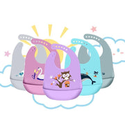 Silicone Waterproof Feeding Bib Apron with Pouch Easy to Clean Smock for Mealtime Use - Sheep V528-BIB-THEEP-919628