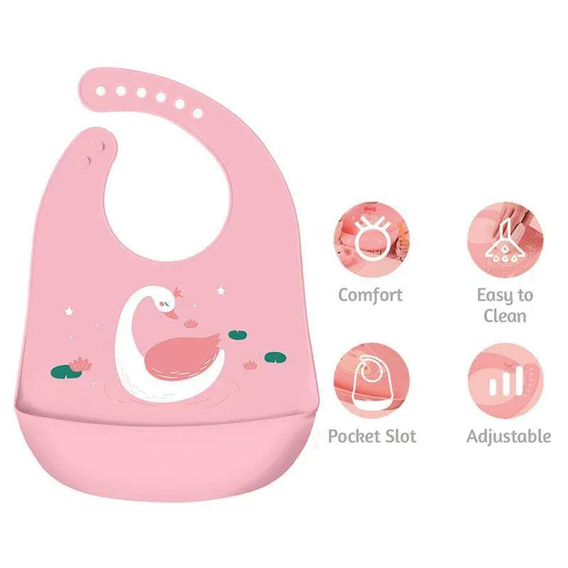 Silicone Waterproof Feeding Bib Apron with Pouch Easy to Clean Smock for Mealtime Use - Sheep V528-BIB-THEEP-919628