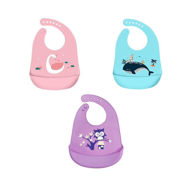 Silicone Waterproof Feeding Bib Apron with Pouch Easy to Clean Smock for Mealtime Use - Sheep V528-BIB-THEEP-919628