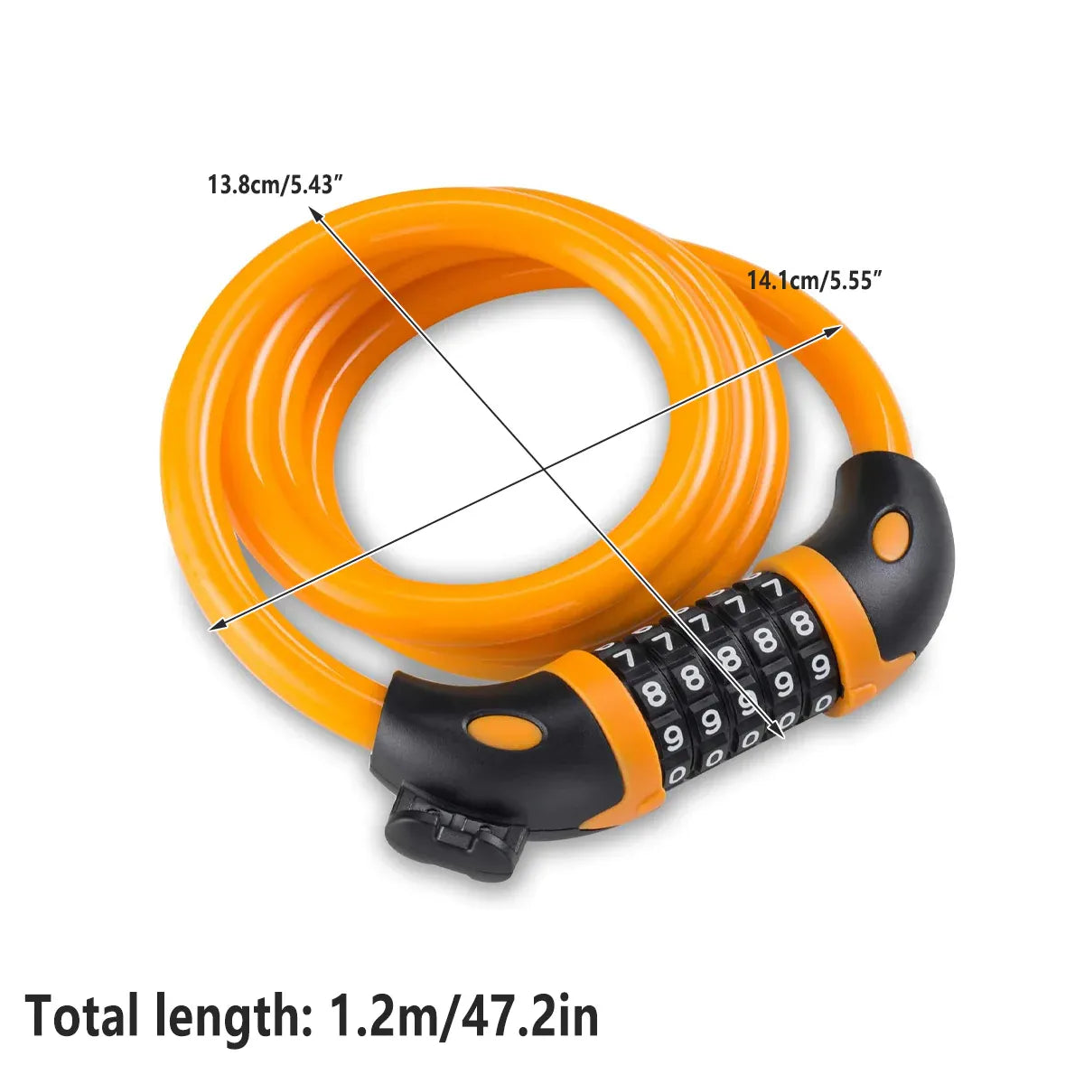 Bike Bicycle Cycling Lock 5 Digit Combination Security Cable Lock Anti Theft V528-BICYCLE-LOCK-ORANGE-986154