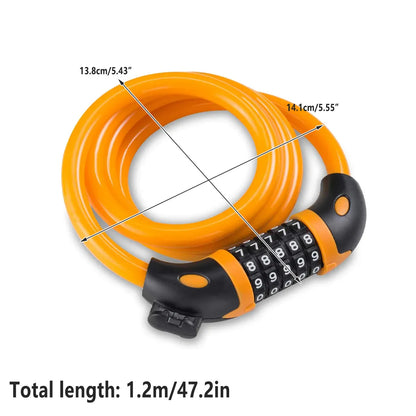 Bike Bicycle Cycling Lock 5 Digit Combination Security Cable Lock Anti Theft V528-BICYCLE-LOCK-ORANGE-986154