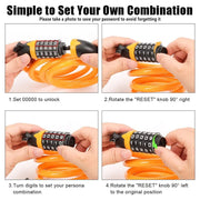 Bike Bicycle Cycling Lock 5 Digit Combination Security Cable Lock Anti Theft V528-BICYCLE-LOCK-ORANGE-986154