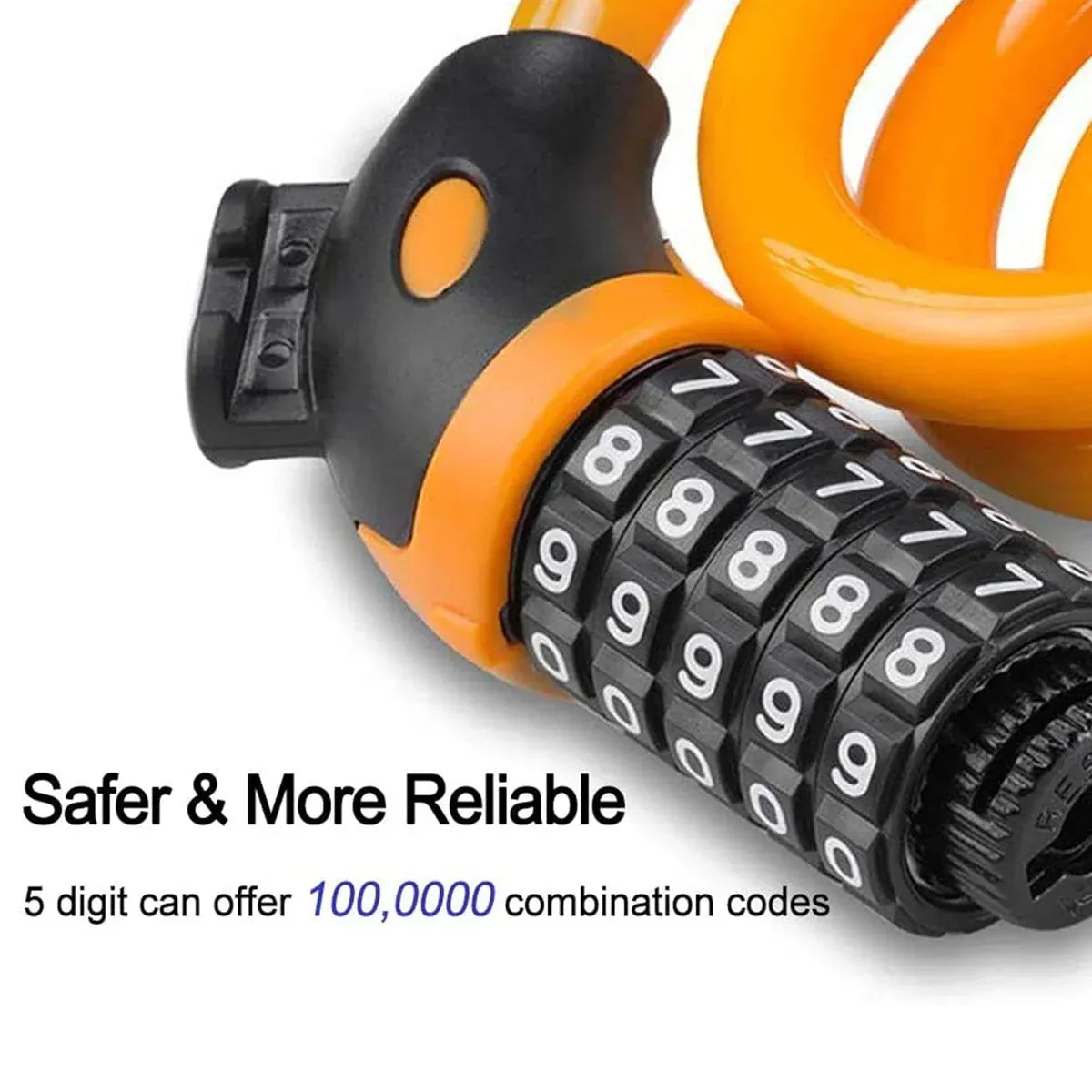 Bike Bicycle Cycling Lock 5 Digit Combination Security Cable Lock Anti Theft V528-BICYCLE-LOCK-ORANGE-986154