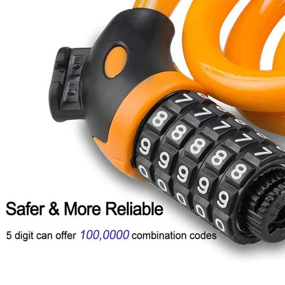 Bike Bicycle Cycling Lock 5 Digit Combination Security Cable Lock Anti Theft V528-BICYCLE-LOCK-ORANGE-986154