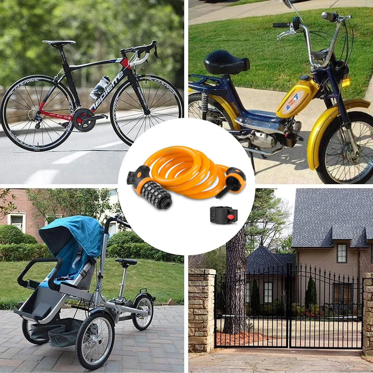 Bike Bicycle Cycling Lock 5 Digit Combination Security Cable Lock Anti Theft V528-BICYCLE-LOCK-ORANGE-986154