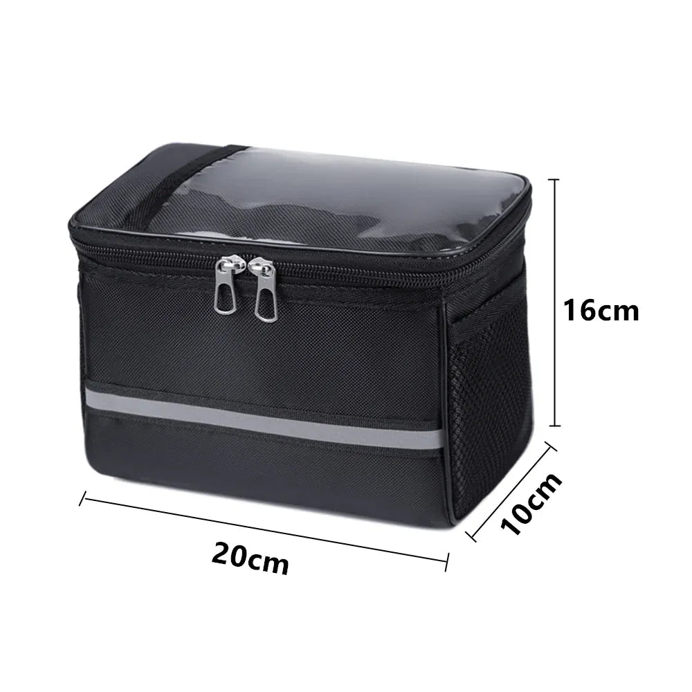 Waterproof Bicycle Handlebar Bag with Touchscreen Phone Pocket and Reflective Strip V528-BIKEBAG-BLACK-12706