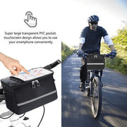 Waterproof Bicycle Handlebar Bag with Touchscreen Phone Pocket and Reflective Strip V528-BIKEBAG-BLACK-12706