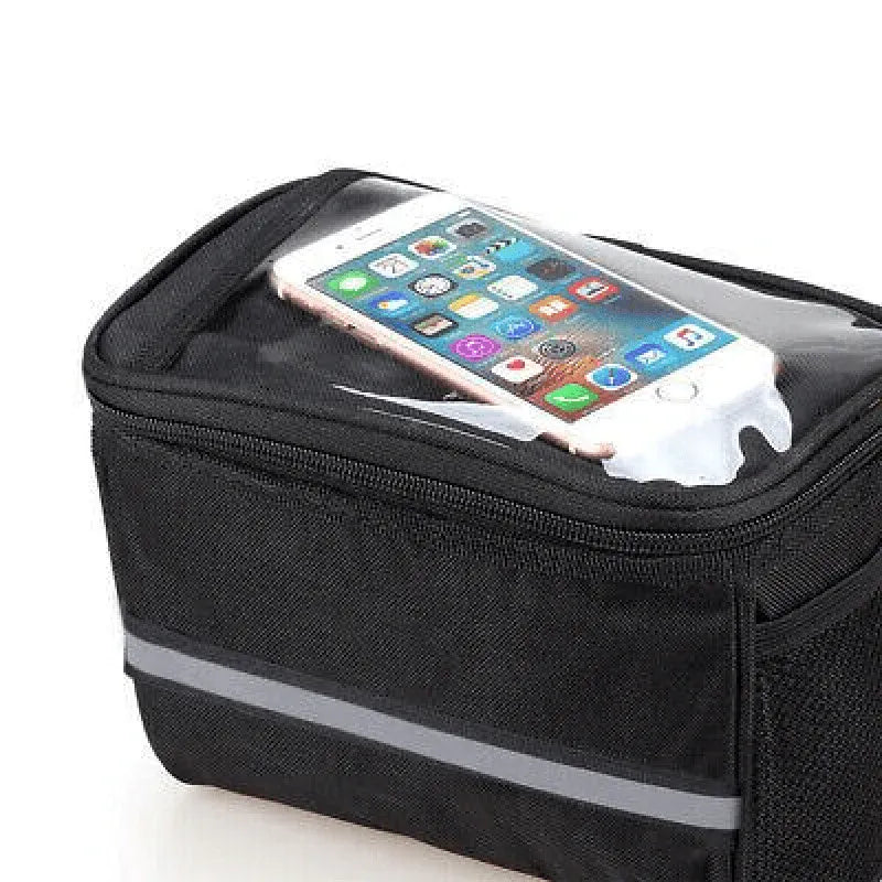 Waterproof Bicycle Handlebar Bag with Touchscreen Phone Pocket and Reflective Strip V528-BIKEBAG-BLACK-12706
