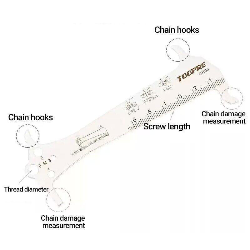 3 in 1 Bike Chain Wear Indicator Chain Hook Bolt Gauge Ruler Tool Stainless Steel V528-BIKECHAINWEAR-565208