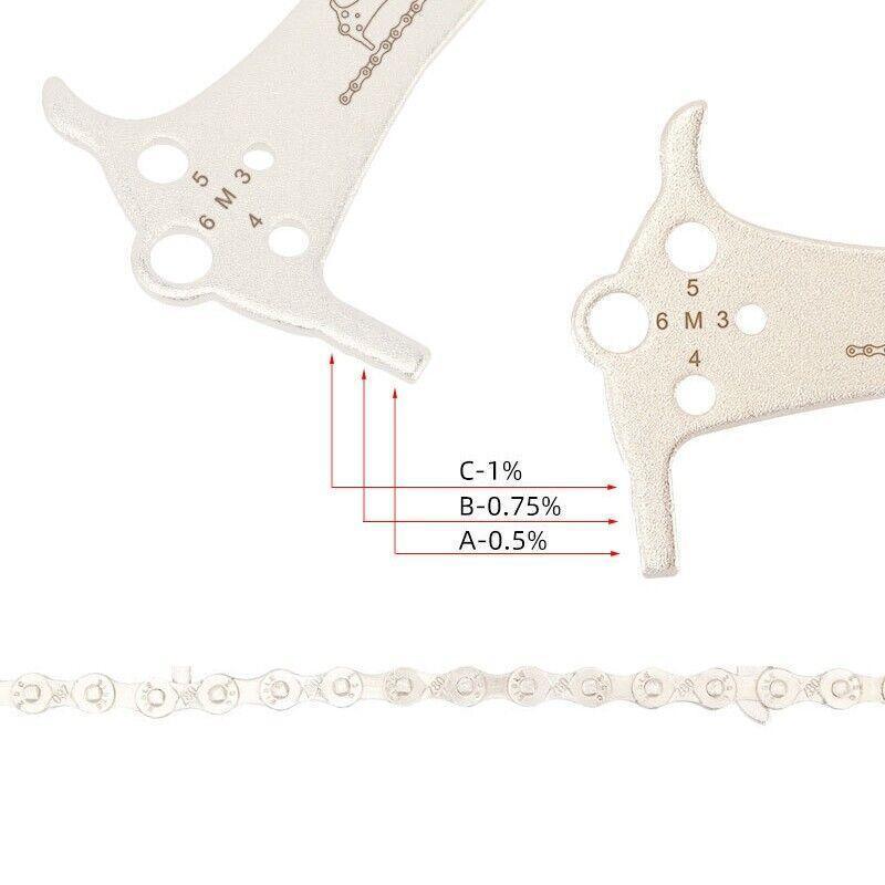 3 in 1 Bike Chain Wear Indicator Chain Hook Bolt Gauge Ruler Tool Stainless Steel V528-BIKECHAINWEAR-565208