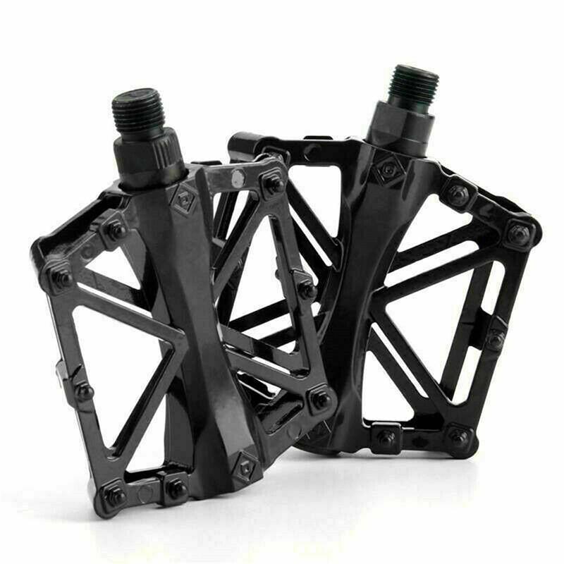 Bike Pedals Alloy Mountain Road MTB Colored Bicycle Nonslip Cycling Pedals 9/16" - Black V528-BIKEPEDALS-2PCS-BLACK-401121