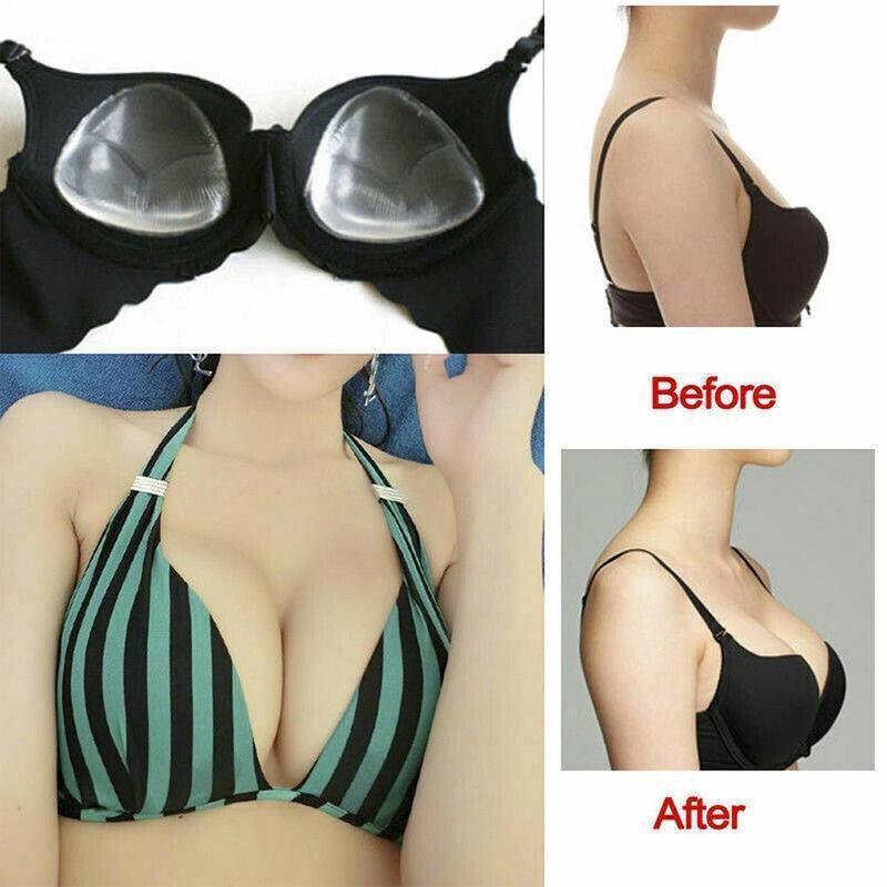 Triangle Push-Up Silicone Bra Inserts Breasts Pad Bikini Bra Cleavage Enhancers - Transparent-Big V528-BIKINIBRA-TRA-BIG-413351
