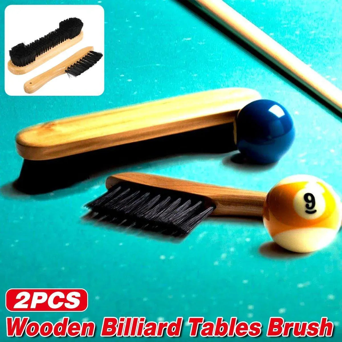 2PCS Brush Rail Brush Set Billiard Table Cleaning Kit Pool Table Corner Brush V528-BILLIARD-BRUSH-WOOD-433271